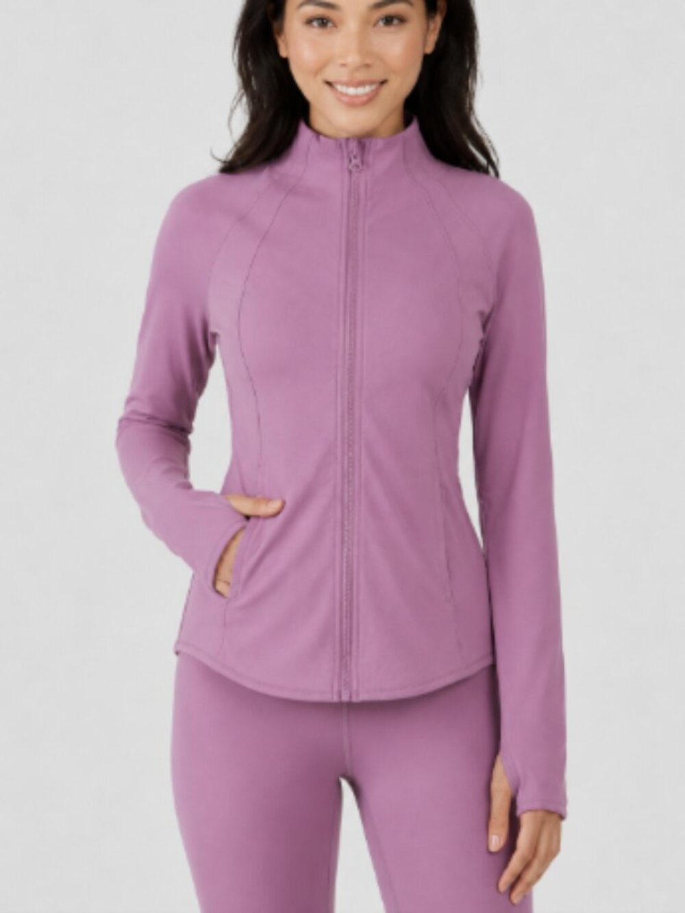 Yogalicious Womens Ultra Soft Lightweight Full Zip With Pockets -Purple(NWT)🏋